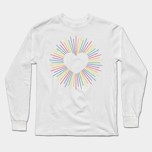Gay Pride Radial Heart Long Sleeve T-Shirt by lavenderhearts